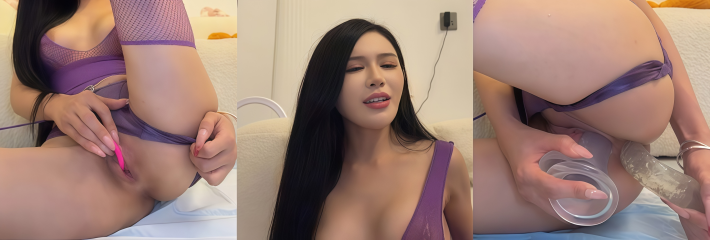 有求必应 ST站主播 july2018 直播大秀 紫色丝袜美乳翘臀 假鸡巴猛插到高潮喷水